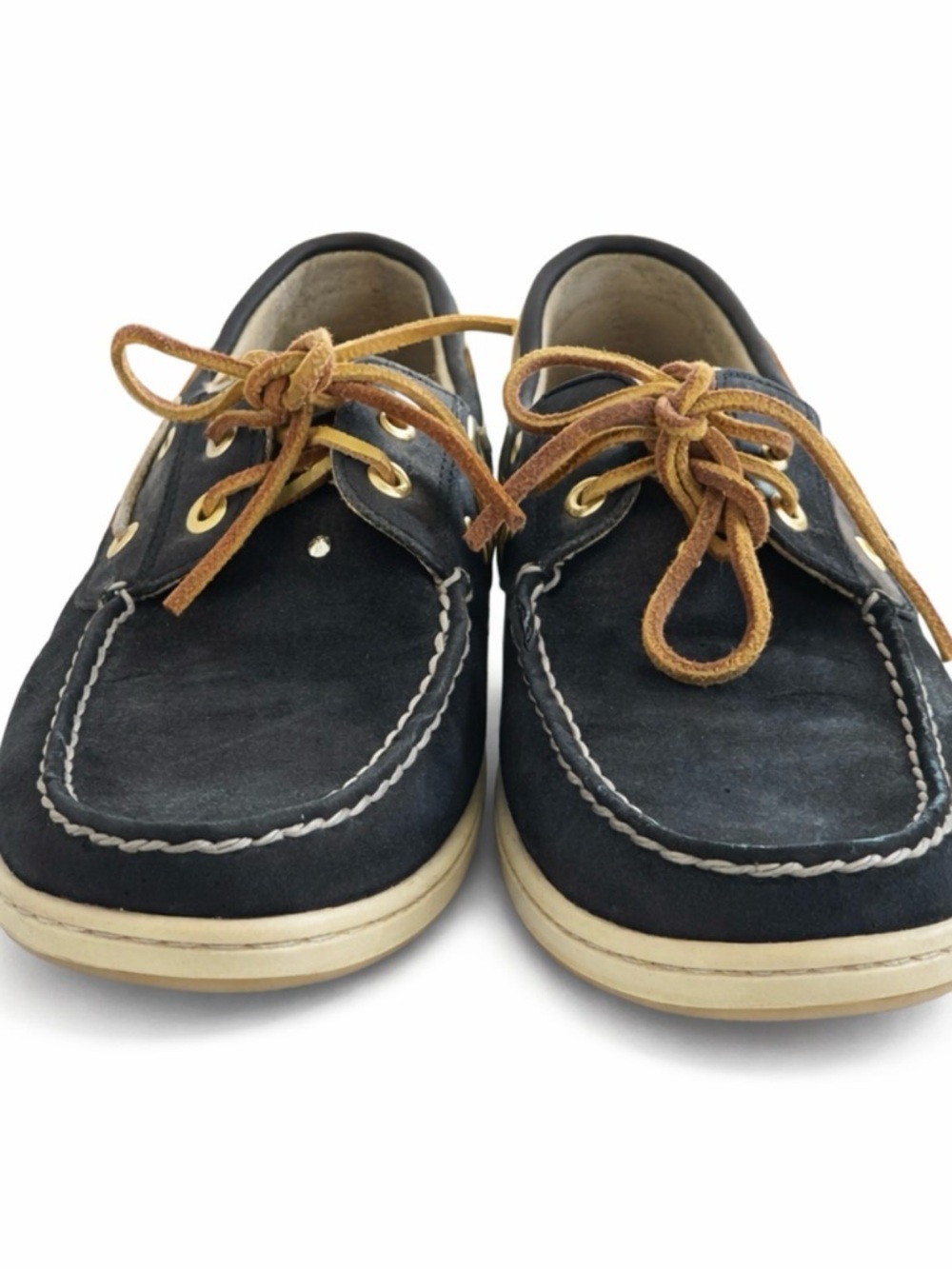 Sperry Top Sider Black Gold Stud Boat Shoes Women’s Leather Lace Casual Size 8M
